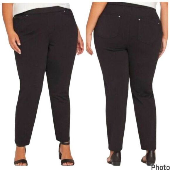 NWT Catherine’s 1X Black Pull on Slim Leg Knit Jean Smooth Slimming Fit Jeggings - Picture 1 of 12
